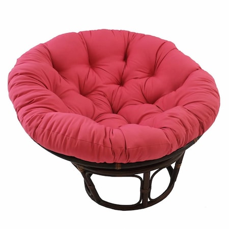 International Caravan 42 in. Rattan Papasan Chair with Solid Twill Cushion, Bery Berry 3312-TW-BB